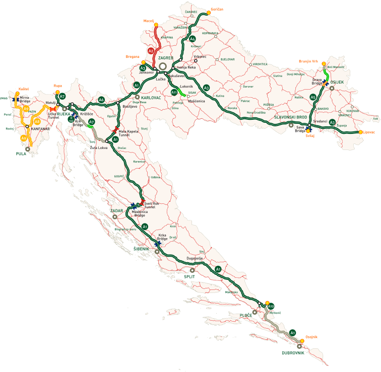 Motorways in Republic of Croatia